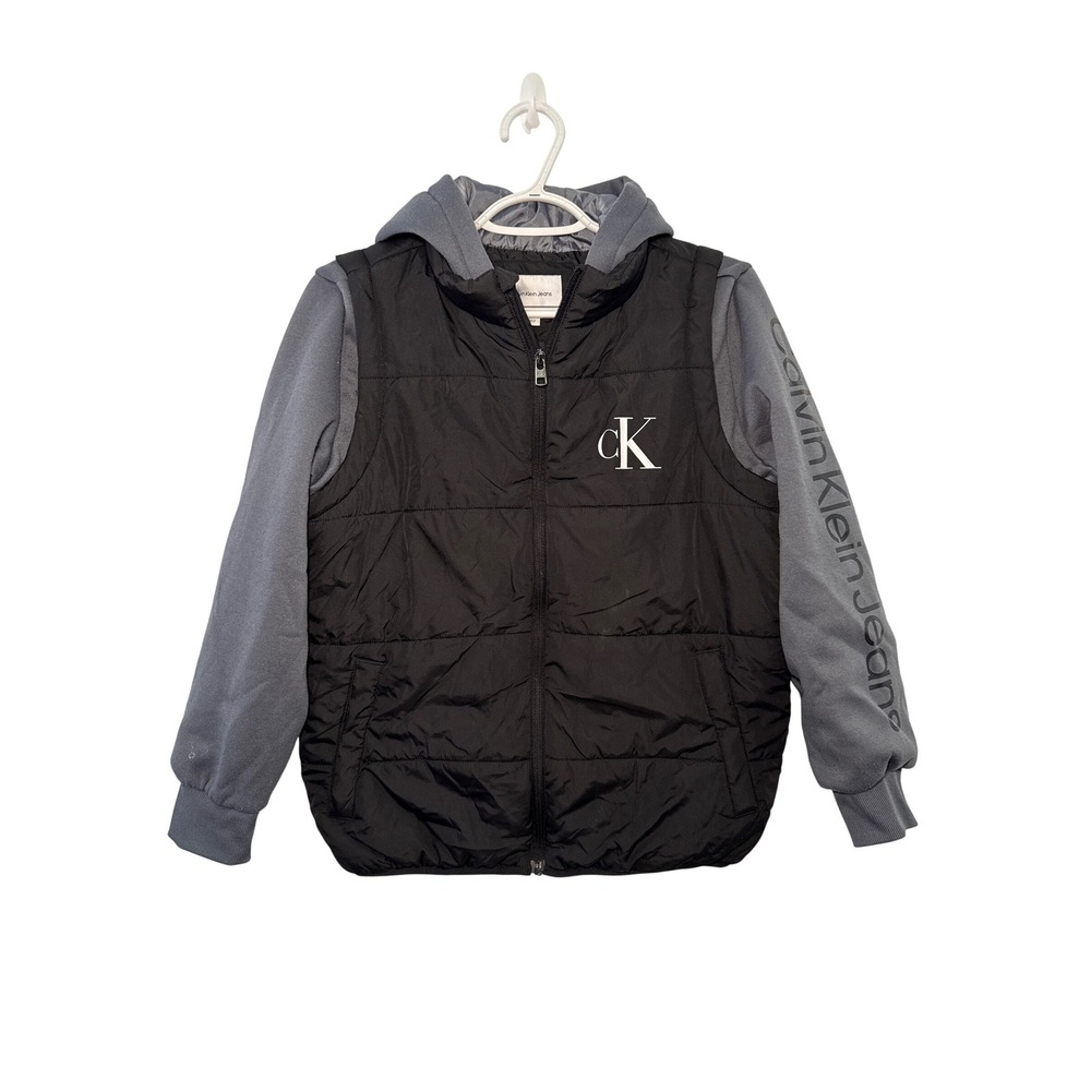 Calvin Klein‎ Jeans Boys Large 14/16 Hooded Puffer Hybrid Jacket Outdoor Casual